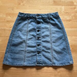 Denim Button-Front Skirt
